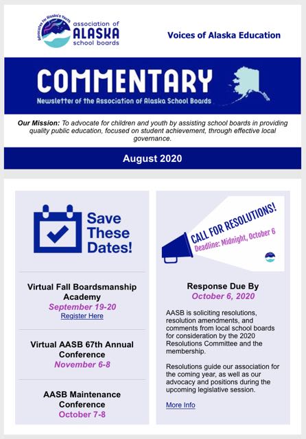 Cover of August 2020 issue of Commentary newsletter