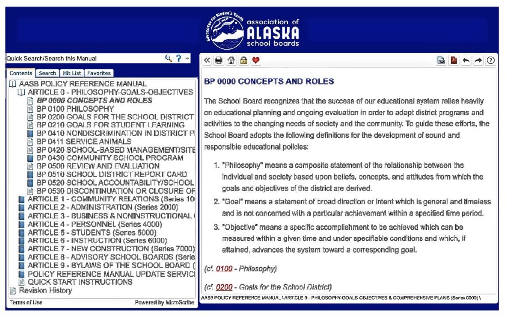 Screen shot of Policy Online web page.